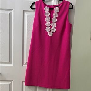 Jessica Howard Fuchsia Sleeveless Dress with White Lace